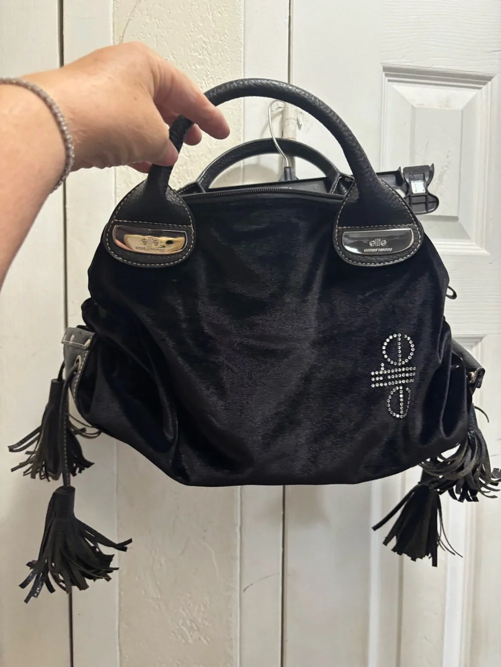 Elite fashion models Black Studded Satchel Bag